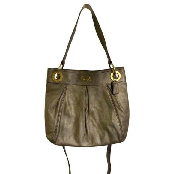 coach medium w adjustable strap gold leather cross - Picture 1 of 8